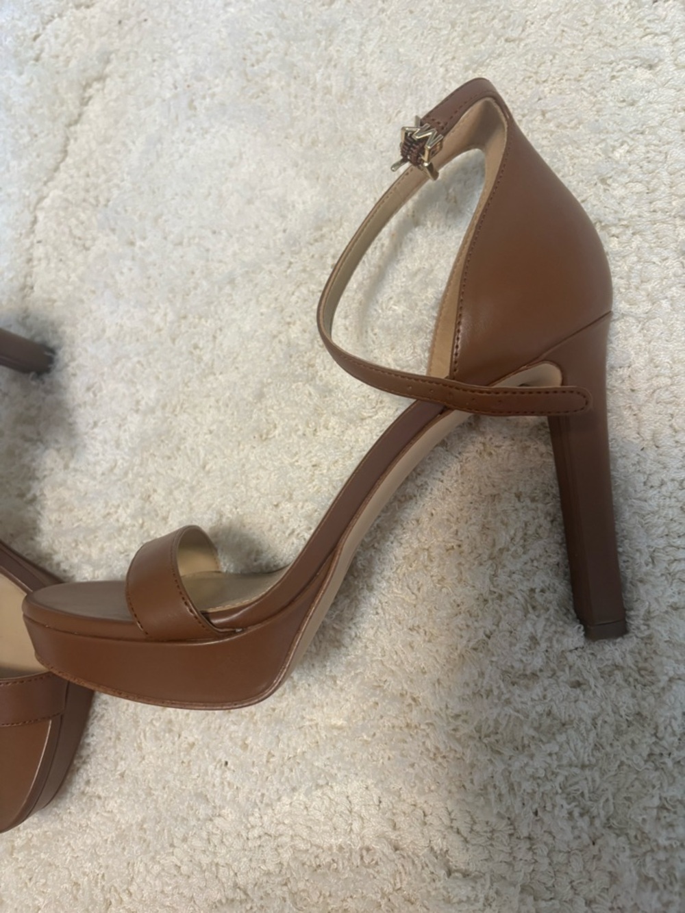 Michael Kors Tan Brown Leather Open-Toe Ankle-Strap Heels - Picture 4 of 10